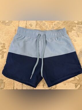 Minnow Colorblock Navy and Light Blue boys swim trunk